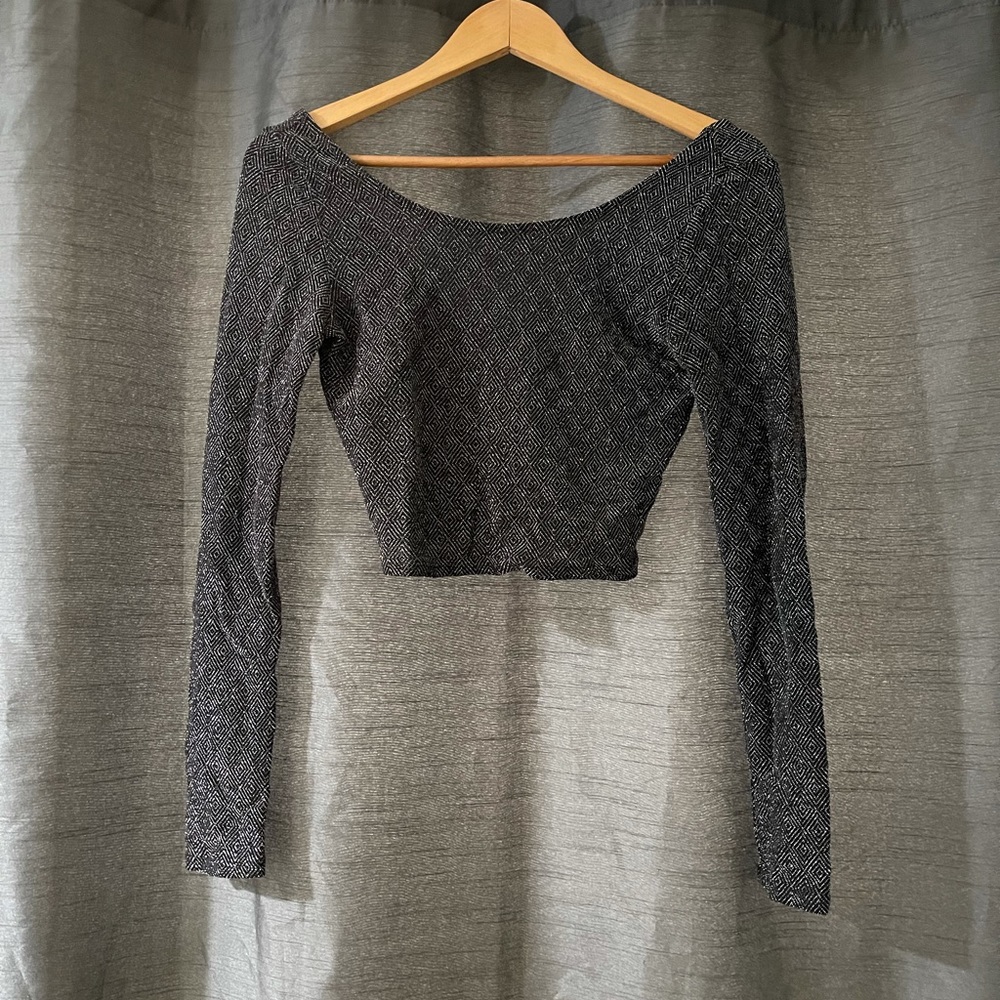 Shimmery black crop top